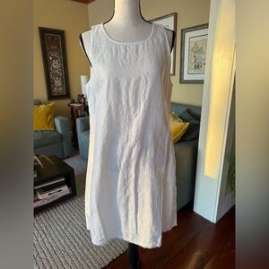 Garnet Hill white linen dress with finished raw edged hem. NBW w/out tags.